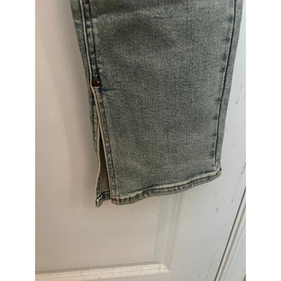 Judy Blue Straight Fit Jeans Women's 7/28 Destroyed High Waisted Side Slit Hem - Picture 10 of 12